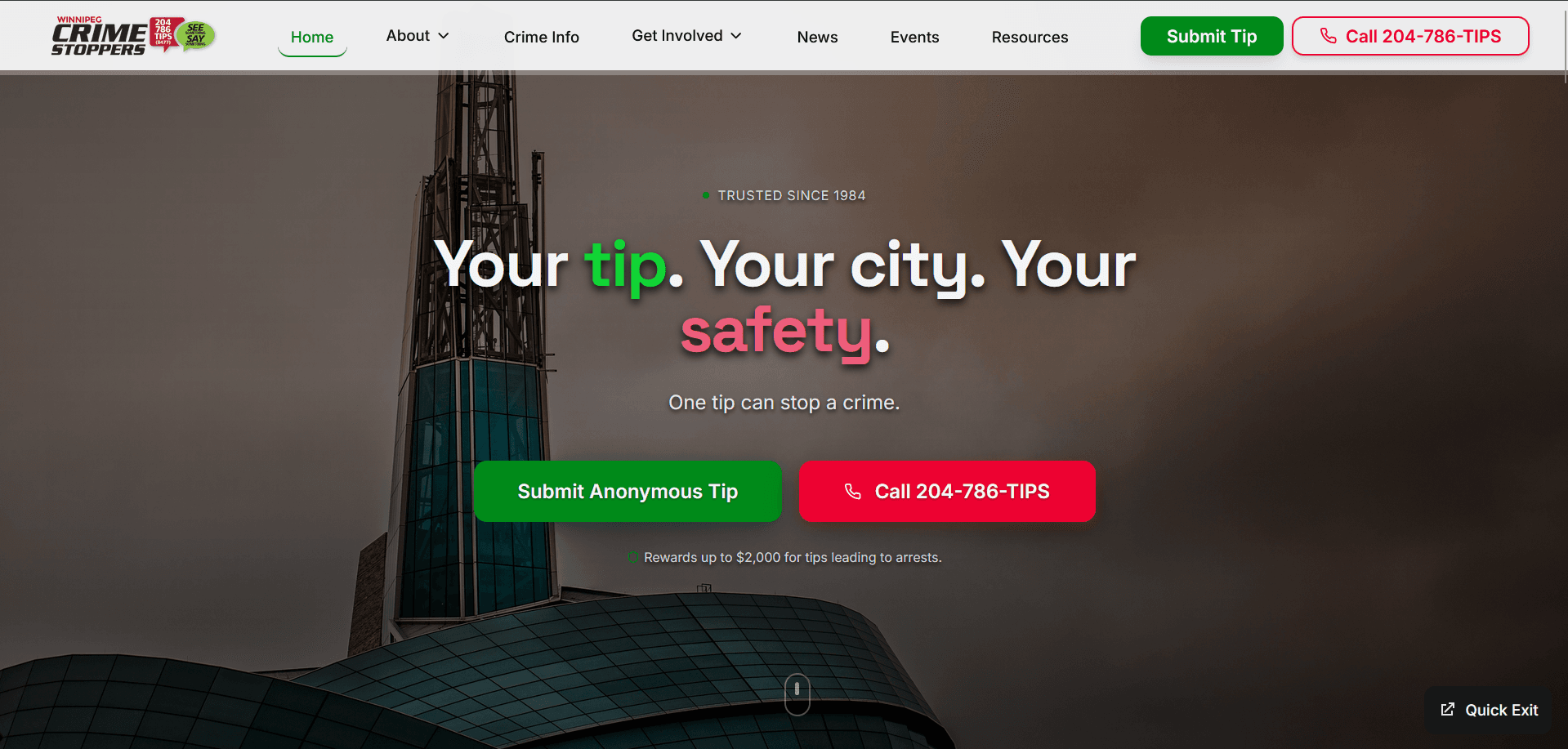 Winnipeg Crime Stoppers website preview